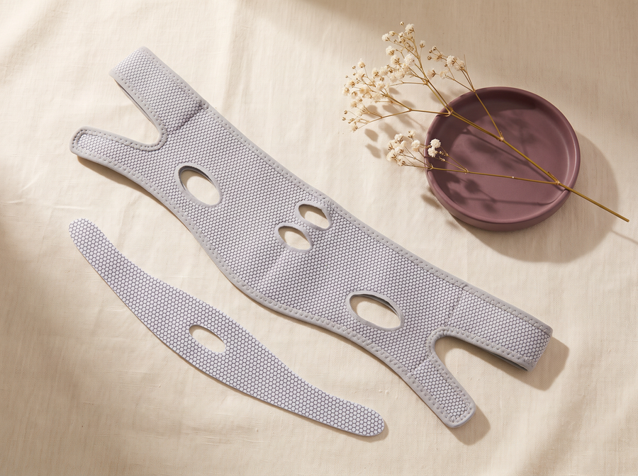 Detalhe do tecido respirável da faixa de lifting em V — flat lay